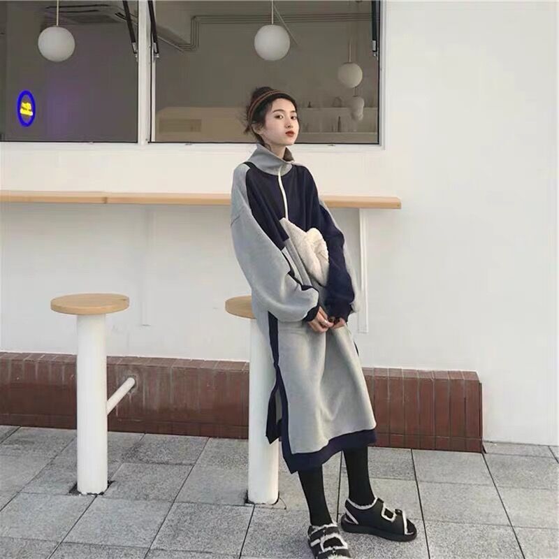 【送料無料】レディース ワンピース ジップ 長袖 ゆったり ロング丈 大人可愛い ママコーデ