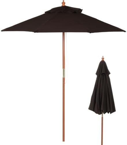 楽天市場】【ポイントUp4倍】木製パラソル 210cm ブラウン