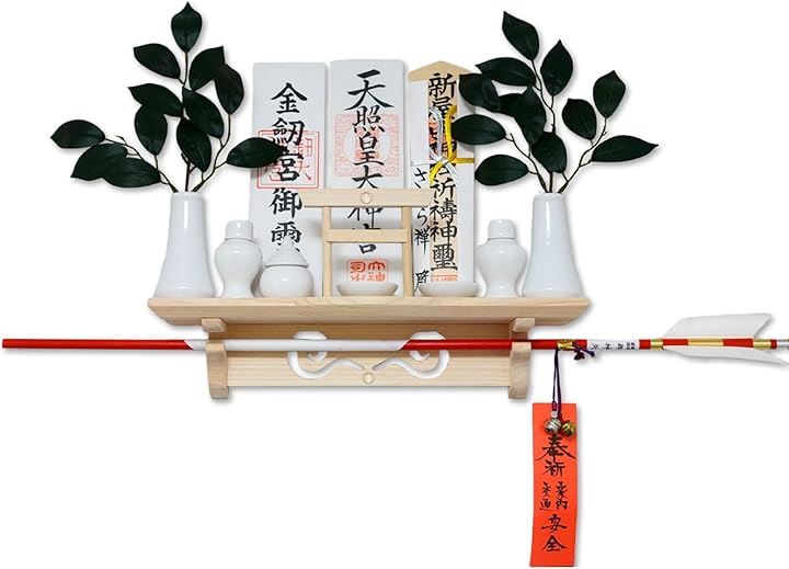 棚型 神棚 神明 白松 壁掛け お札立て モダン 棚板 神具 本体のみ(神明鳥居（水晶付き）)