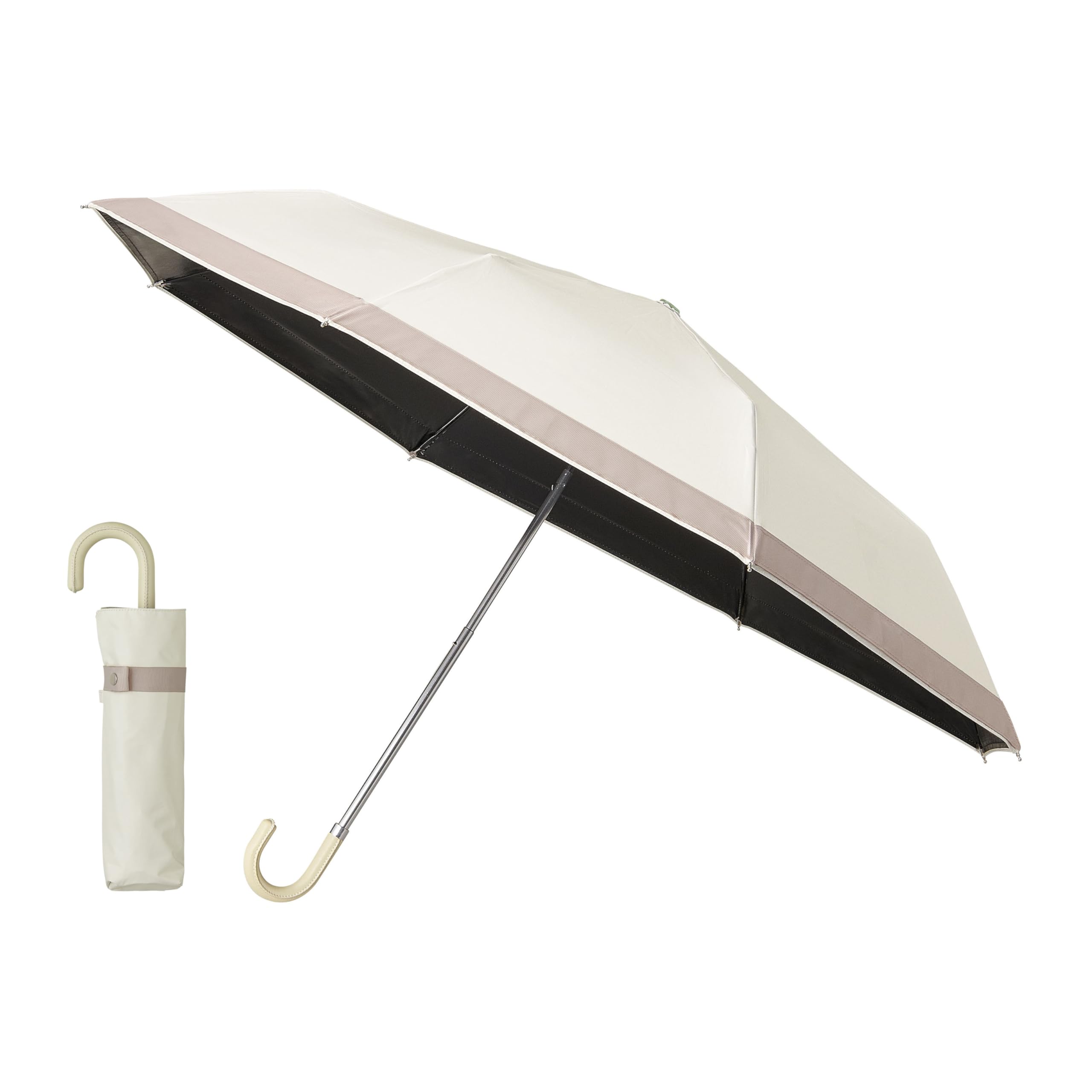 サンブロックラボ ＃マットの日傘 放射冷却生地で酷暑対策 遮熱 UVカット99% 遮光一級 はっ水 折りたたみ傘 50cm サンブロックラボ遮夏クール晴雨兼用傘３段コンパクト アイボリー