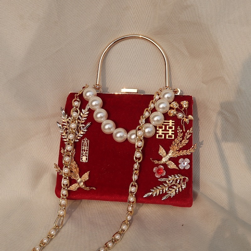 りの赤い口の金のバッグのレトロなブライダルの結婚式のハンドバッグXiue anfuのアクセサリー 母の日