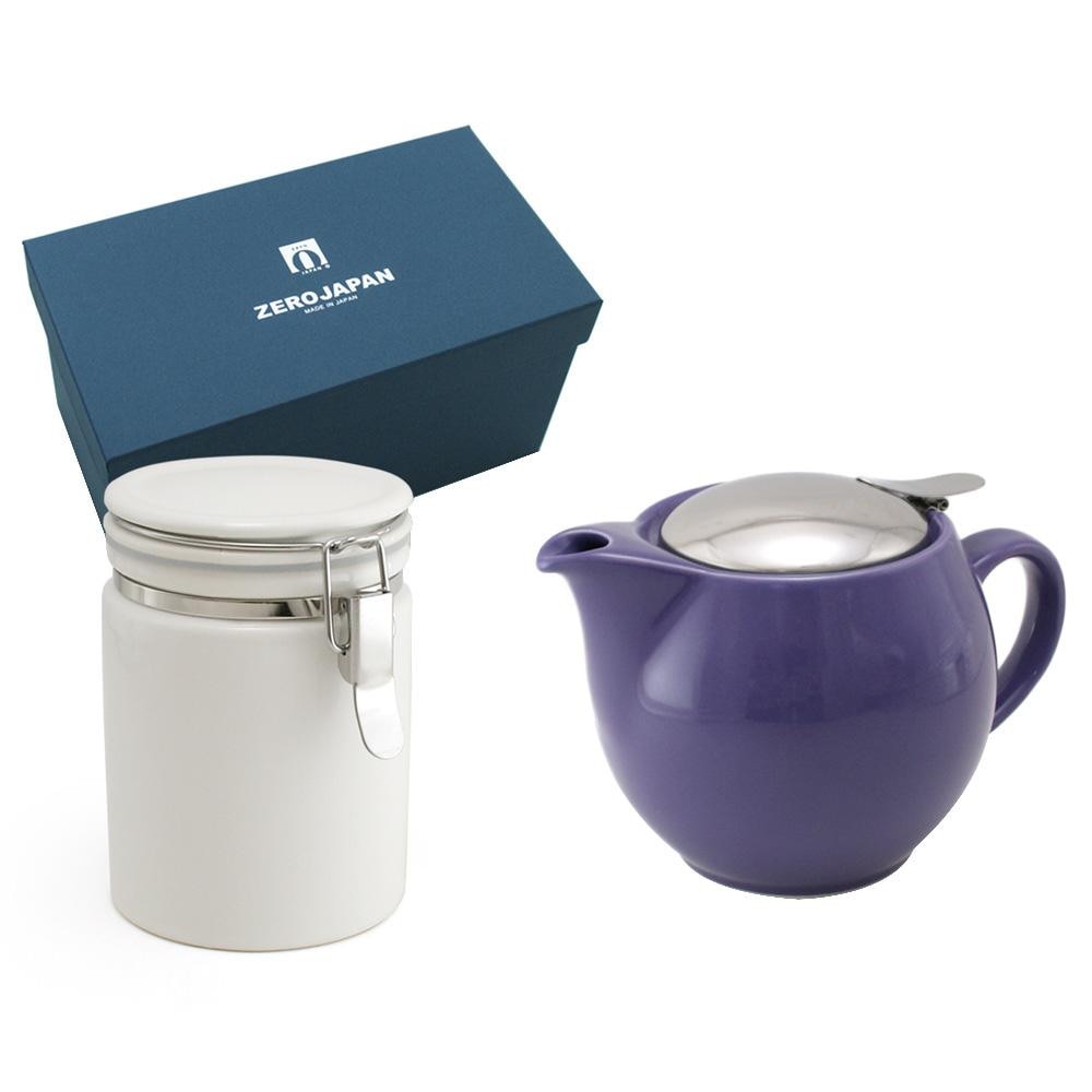 ZERO JAPAN ユニバーサルティーポット3人用+ティーキャニスター ZG-005 EG・エッグプラント