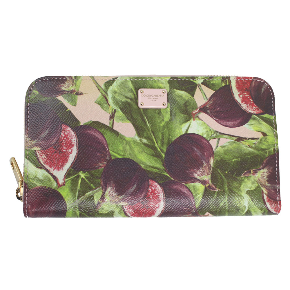 ラウンドファスナー長財布 イチジクプリント 型押しレザー マルチカラー BI0473 AV101 HFS54-1