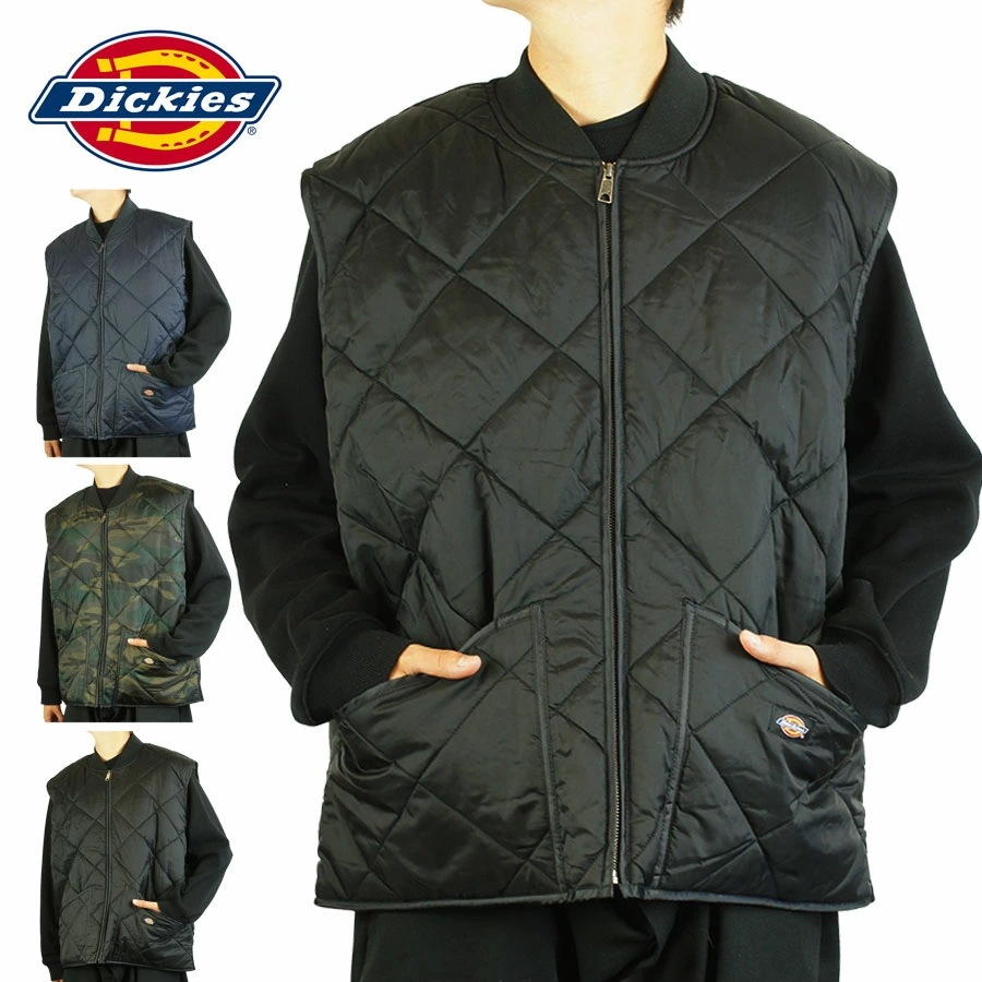 DICKIES ディッキーズメンズ ベストQUILTING VEST キルティングベストBLACK(ブラック) NAVY(ネイビー) CAMO(カモ)迷彩 紺