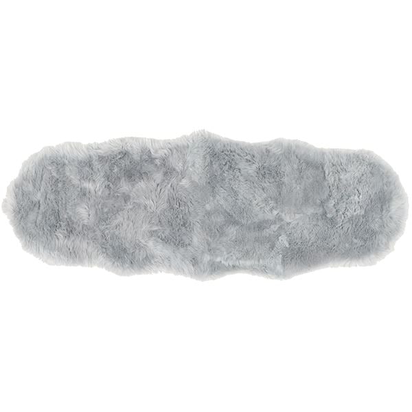 ニュージーランド産 天然ムートンの2匹 ラグマット 約60180cm グレー 表面：羊毛皮100％ 吸水性 放湿性 M-511-F 12,422円