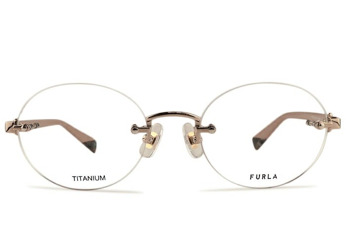 メガネ vfu798j （フレームのみ / 度付き / 度なし 伊達） チタン ツーポイント 縁 フチ なし 鼻パッド レディース 50ロ19 fu1