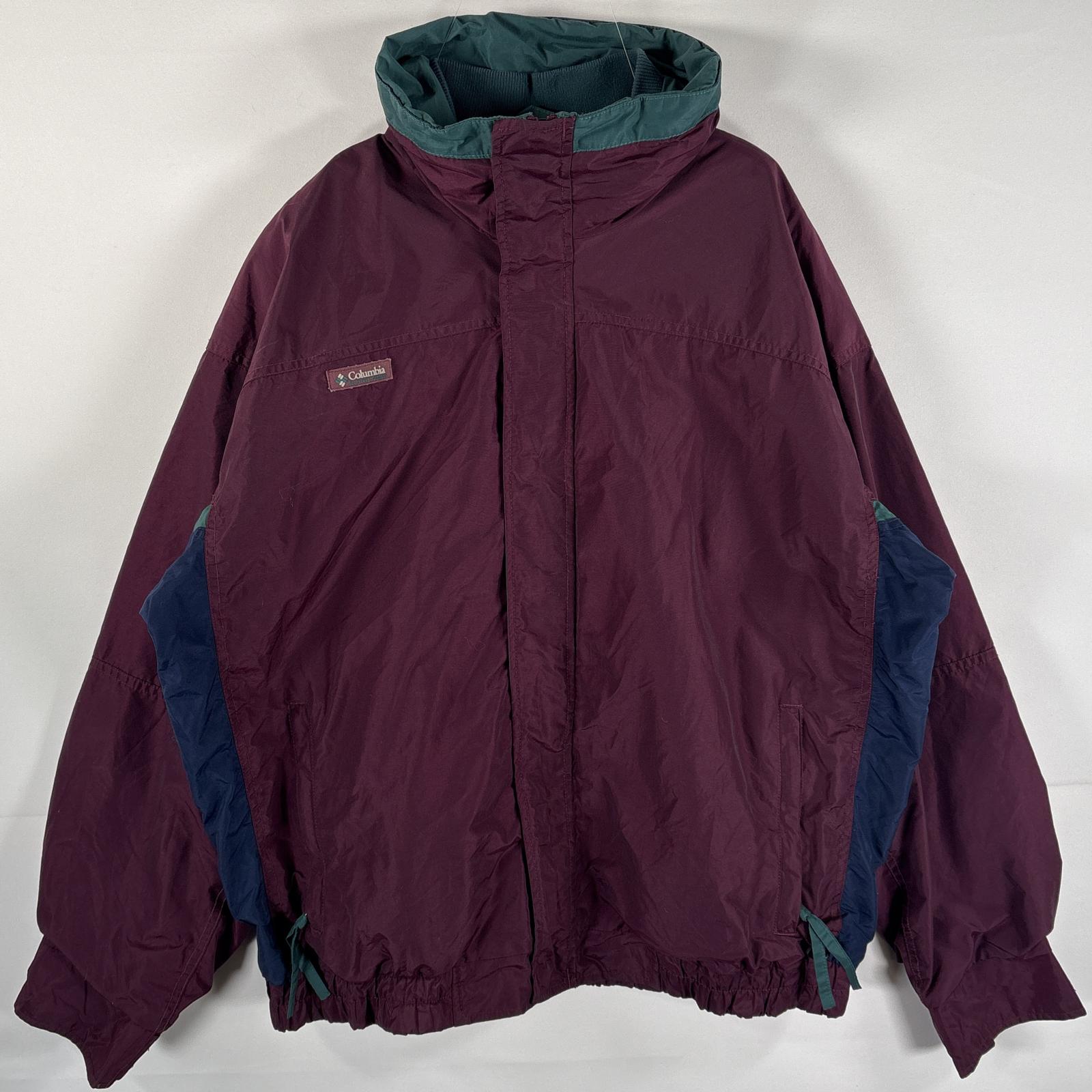 古着 90s/90年代 ナイロンジャケット ワンポイントロゴ バガブー フルジップ ワインレッド マルチカラー メンズ