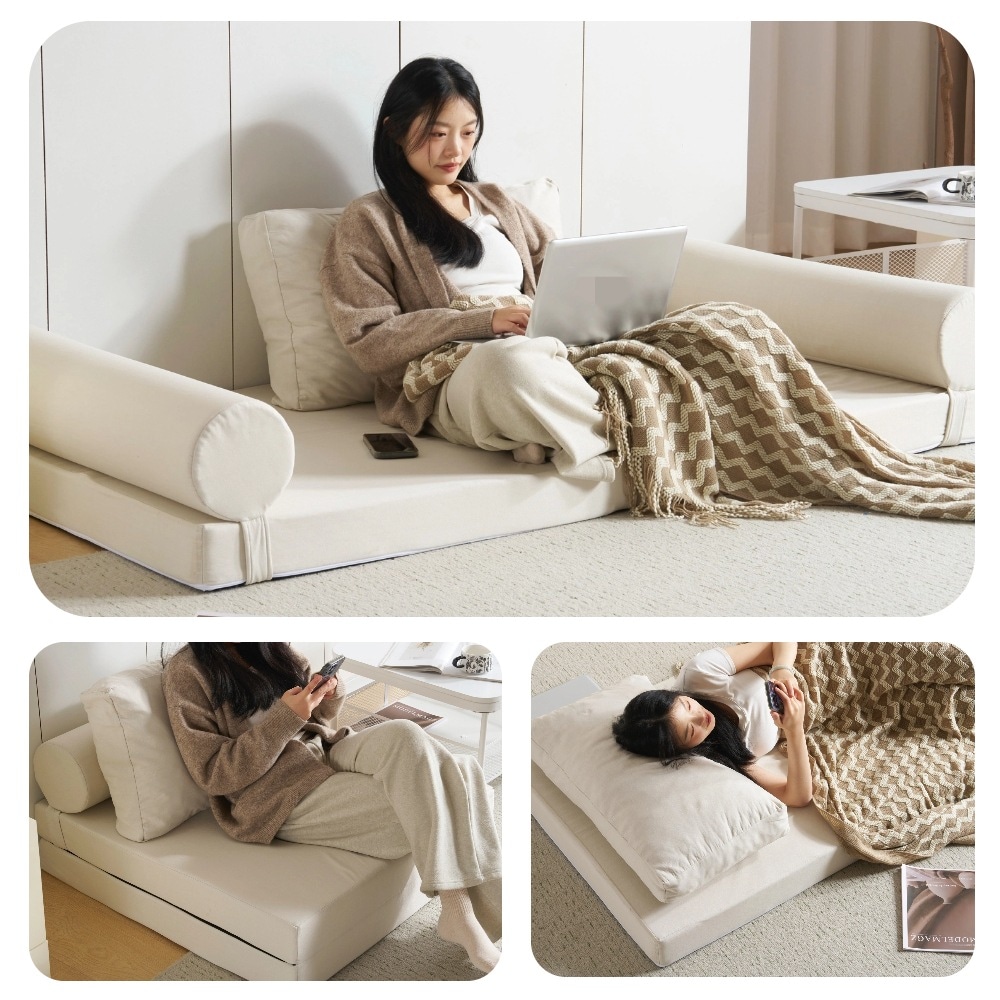 【2点購入で150OFF】【夏日限り激安SALE】2人掛けソファベッド 組立て不要 フロアソファ コンパクト ローソファ こたつ用 ソファー 1人暮らし マルチに使える クッション付き 座椅子 1人掛