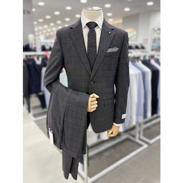 メンズ秋冬チャコールチェック柄面接礼服 혼주 ビッグサイズ115サイズタキシードスーツ