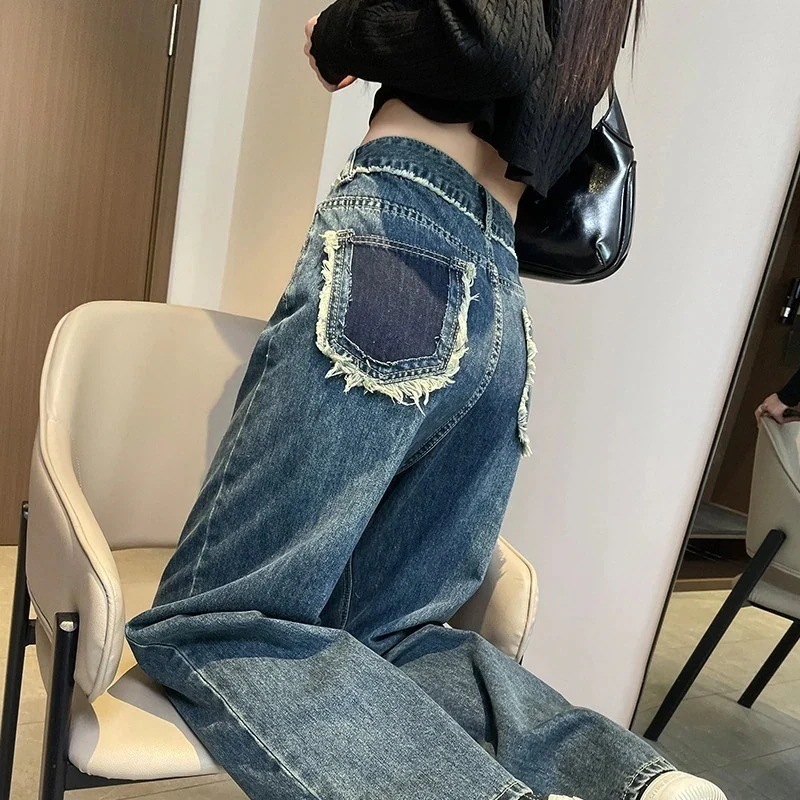 【短納期】薄 秋 夏 ガウチョパンツ レディース ブーツカット ハイウエスト ベルト飾り フリル デニム調 パンツワイドパンツ涼感ワイドパンツ デニム