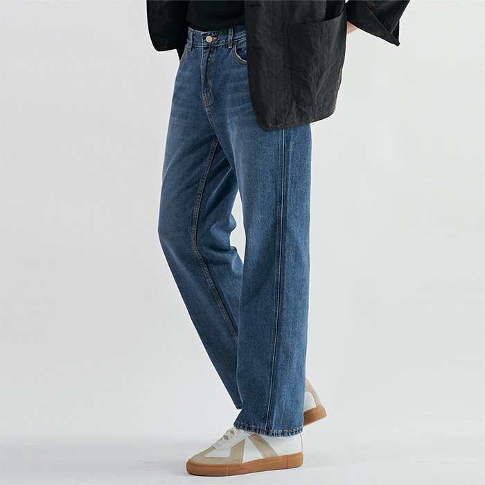 [送料無料]スミスアもーベーシックストレートデニムパンツミディアムインディゴ