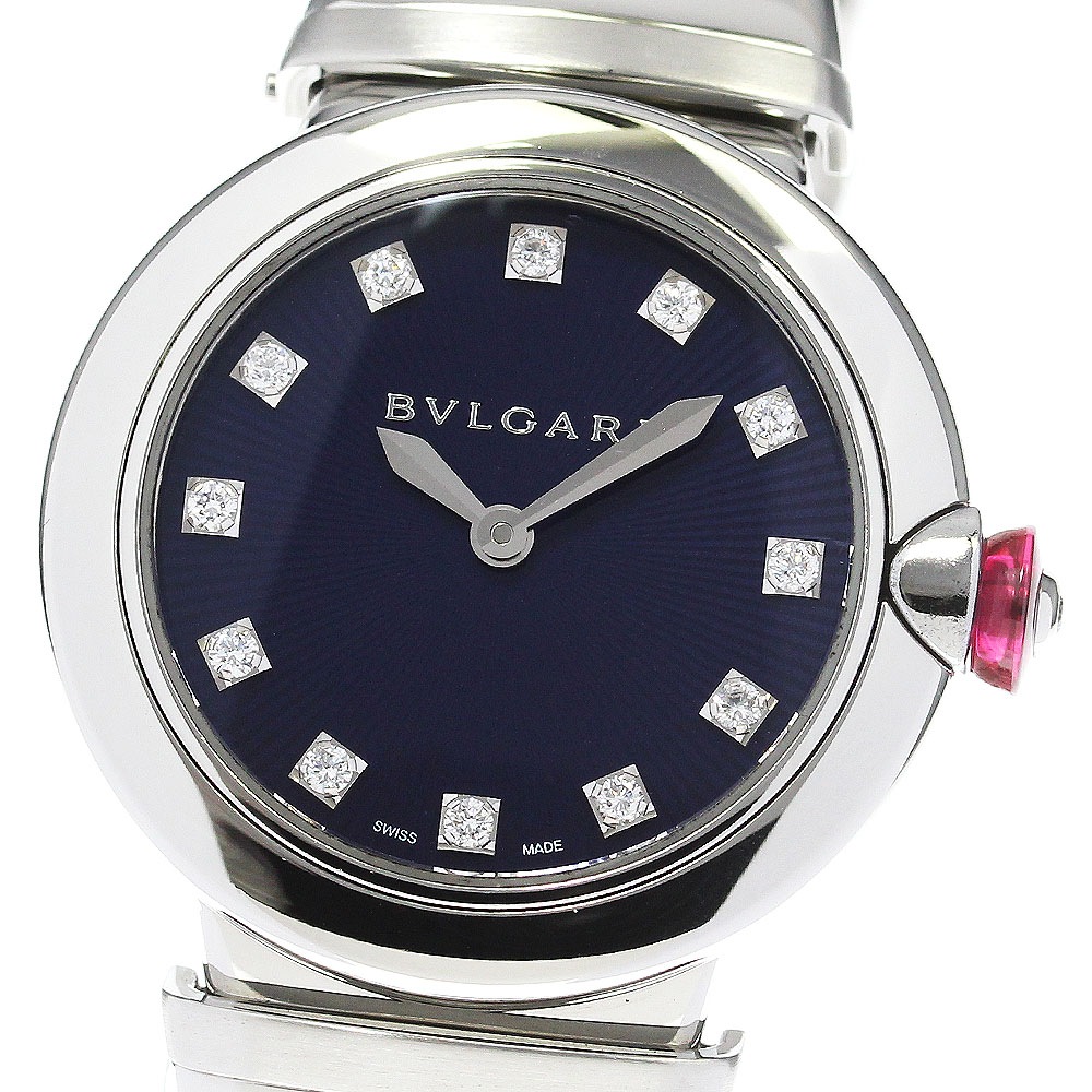 ブルガリ BVLGARI LU28S ルチェア 12Pダイヤ クォーツ レディース 美品 箱保証書付き_791366【中古】その他 ブランド腕時計