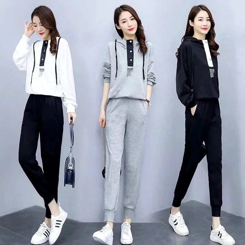 レディース スウェットパンツ韓国ファッション フード付きアウター無地 ップ ア 大きいサイズ スウェット パーカー トップス+ズボン ワンピースパーカー 新作登場2点セッ長袖 セットアップ 5,579円