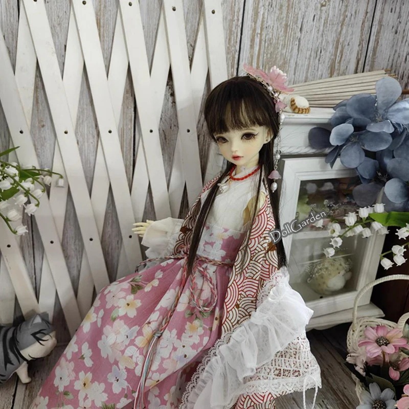 BJD 1/4 ドール服 8点セット 改良和風 MSD/MDDサイズ球体関節人形用衣装 ピンク