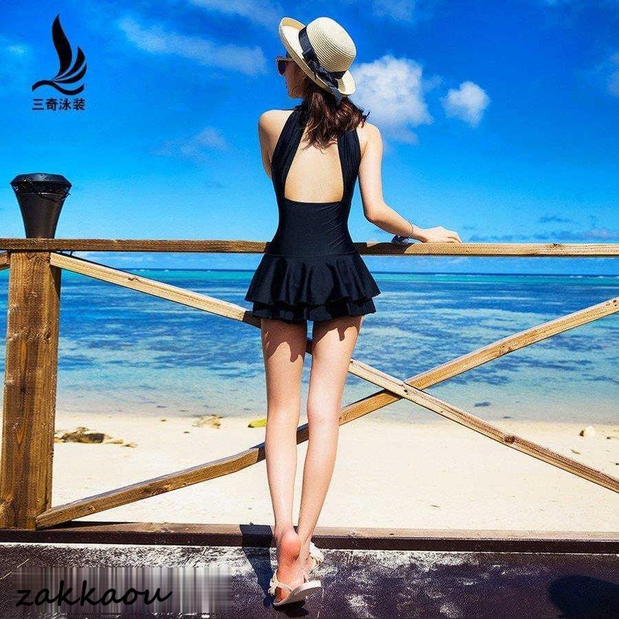 水着 レディース ビキニ ワンピース水着 バックレス水着 ベアバック 水着 水泳 小胸 体型カ 学生風 女性用 可愛い スイムウェア ブラック 5,416円