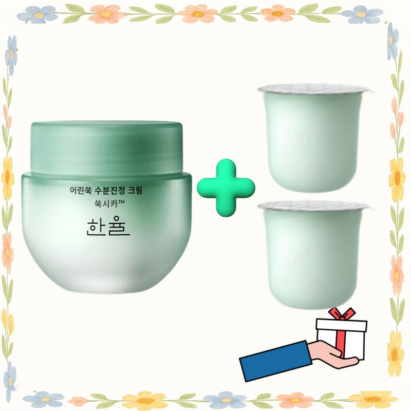 [韓国1等鎮静クリーム]新芽のヨモギ水分鎮静シカクリーム, 55ml+リフィル55ml 2個/韓国スキンケア 敏感肌 保湿 よもぎ 赤み 低刺激 乾燥対策 肌バリア トラブル 韓国コスメ 美容 乳液
