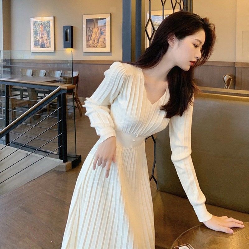 韓国 レディース ニットワンピース 冬 ロングワンピース 迅速な出荷 冬スカート 【 】2025新入荷 秋 冬のワンピース 春 白の春 秋