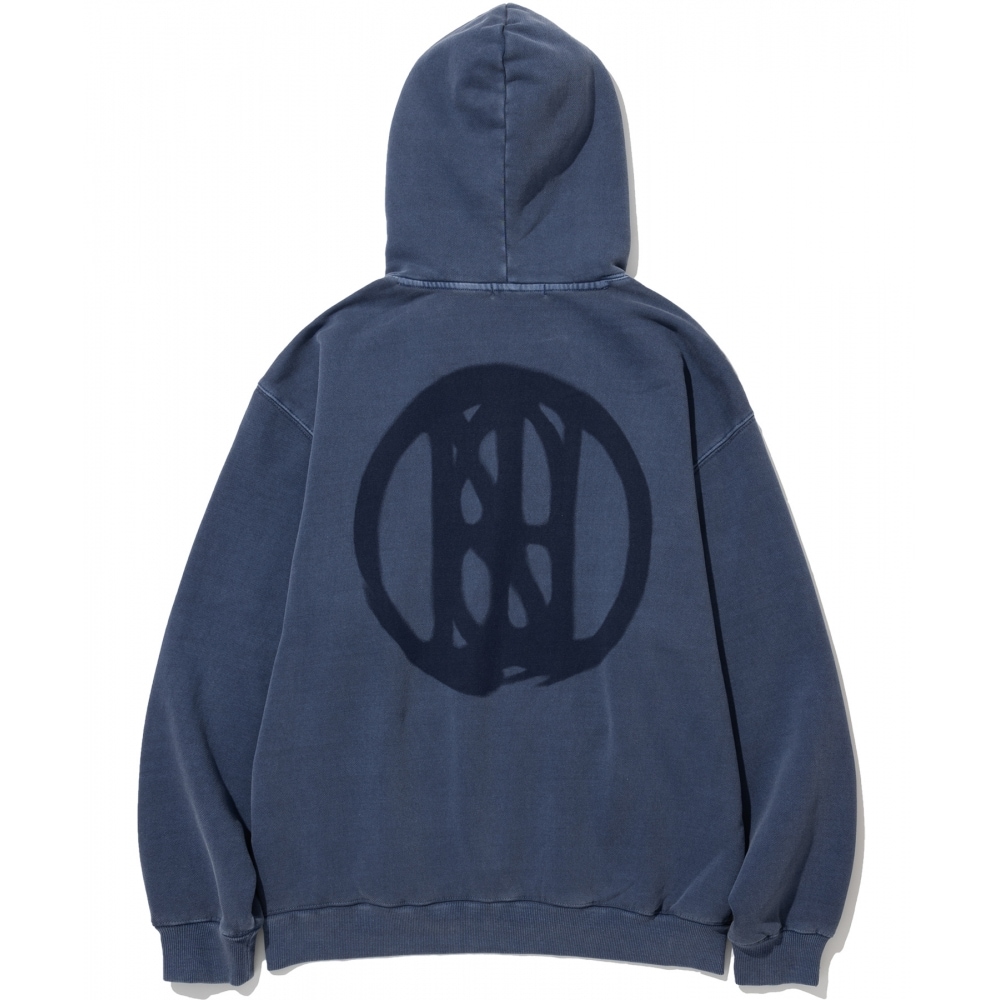 NOT4NERD ピグメントウェットロゴプルオーバーフード-ブルー