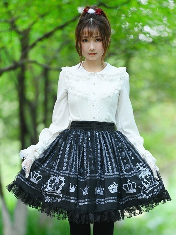 【短納期】ブラックロリータSKレースロリータスカート