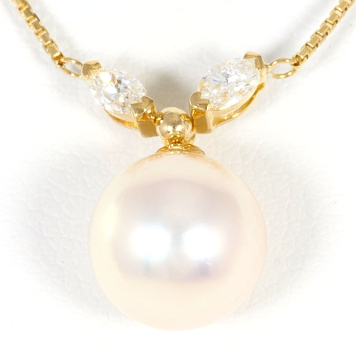 K18 18金 YG イエローゴールド ネックレス パール（真珠） ダイヤモンド 0.18ct 総重量約3.2g 約41cm 中古