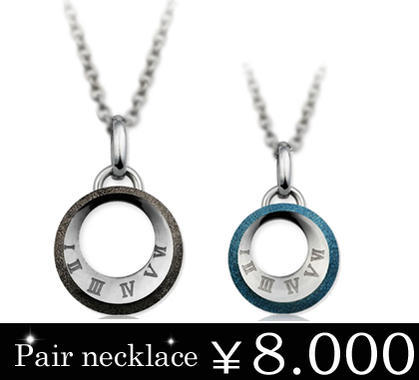 ステンレスアクセサリーペアスブラック＆ブルーローマ数字ステンレスペンダント/プレゼント/ギフト/ペア