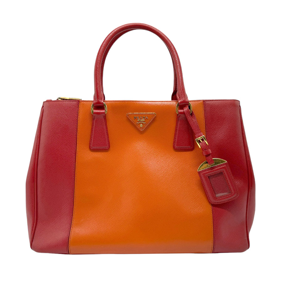 プラダ PRADA ハンドバッグ ショルダーバッグ レザー オレンジ/レッド ゴールド レディース n0554