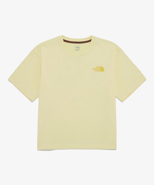 ザ・ノース・フェイス NT7UR42C レディース TNF ハングル半袖ラウンド Tシャツ_ライトイエロー