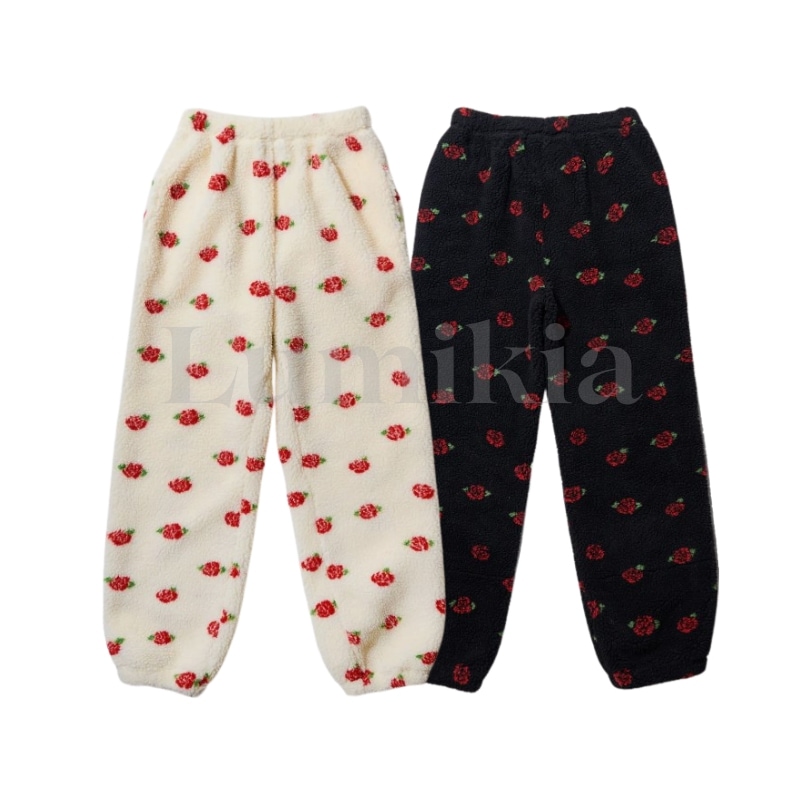 H2H愛用 ROSE PATTERN FLEECE PANTS