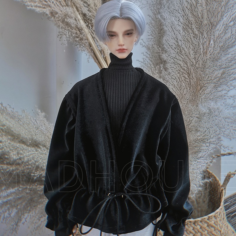 BJDドール服 ベルベットコート 黒 ID75/LS73/POPO68サイズ人形用衣装