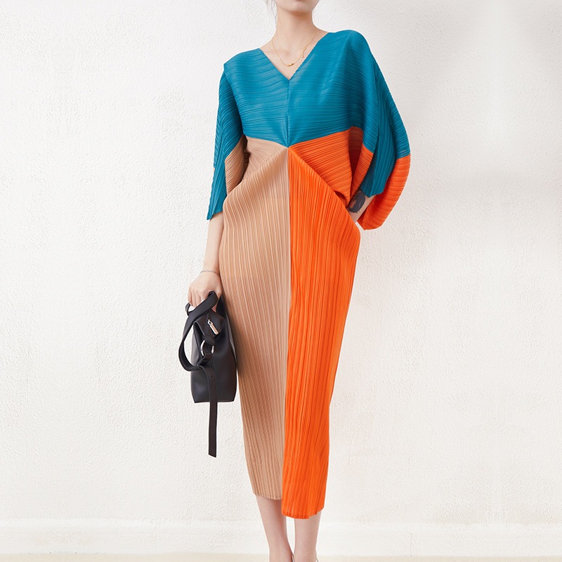 フリルロングスカート春と秋の気質vネックファッションは痩せていますc