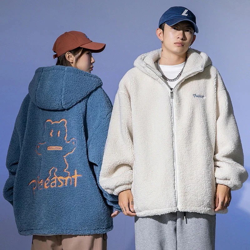 大人の魅力ペアルックボアコートボアジャケットレディースメンズトップス長袖刺繍可愛い厚ボアジャンカップルお揃い韓国風おしゃれおすすめ