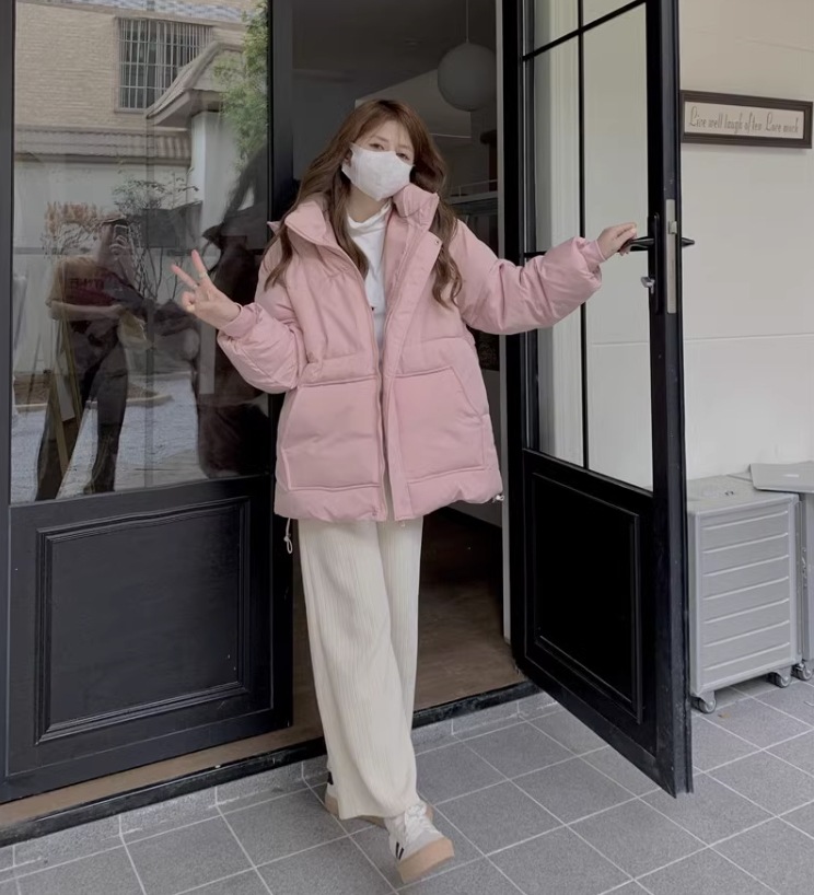 アウター コート ミドル丈 オーバーサイズ フード付き 中綿 ハイネック ジップアップ ポケット ルーズフィット ドロップショルダー 襟付き スタンドカラー ワイド 前開き 厚手 かわいい 大人可愛い