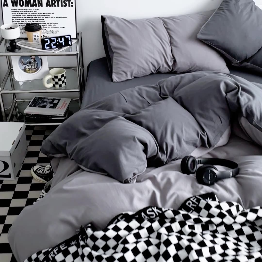 【超お得1つ買うと10個もらえる】メガ割無地ウォッシュドコットン4点セット寝具ブラッシュドキルトカバーシーツ学生寮3点セット