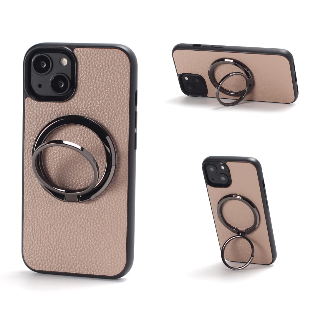iphone 15 ケース レザー リング付き magsafe対応 iphone15 マグセーフ対応 スマホリング バンカーリング 革 アイフォン15 カバー ハイブリッド マグセーフ 動画スタンド