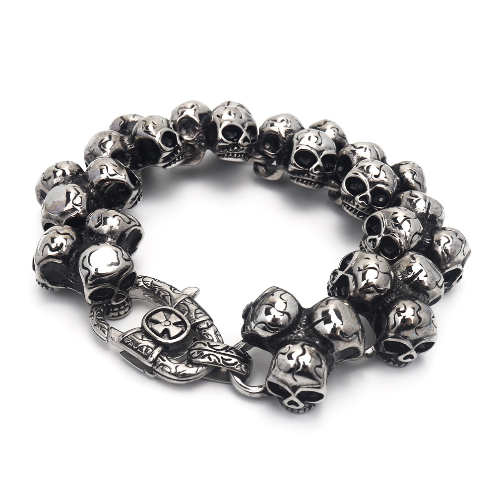 ステンレス スカルブレスレット [b568]