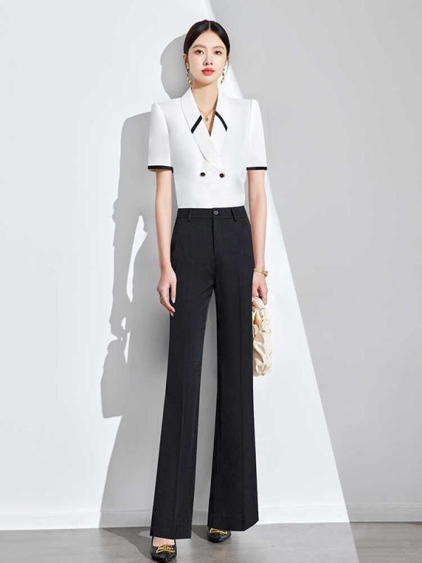 レディース スーツ シャツ パンツ 夏秋 高級感 正装 2点セット 医療 美容 公務員 面接 ビジネス オフィス向け エレガント 洗練
