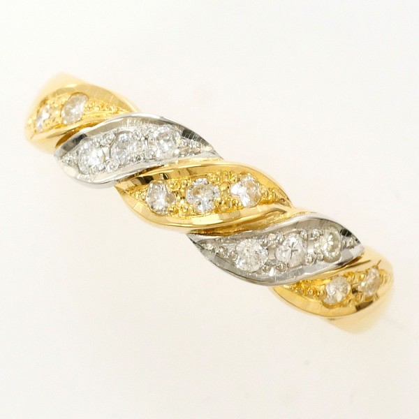 PT900 プラチナ0 K18YG リング 指輪 13号 ダイヤ 0.20 ジュエリー 中古