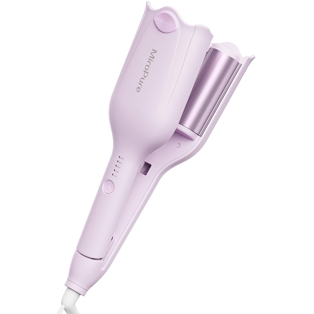 MiroPure ヘアアイロン カール ウェーブアイロン 34 挟むだけで可愛い カールアイロン 実現 140℃～200℃ 千万級マイナスイオン吹出 やけど防止 初心者向けカールアイロン プレゼント
