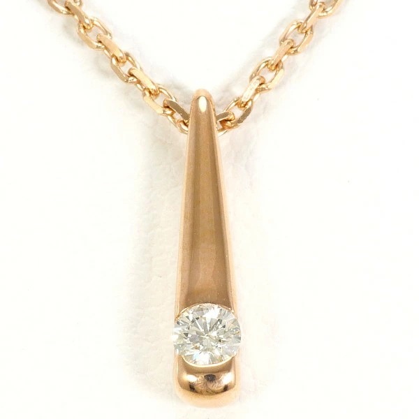 K10 10金 PG ネックレス ダイヤ 0.08 約2.2g 約40cm ジュエリー 中古