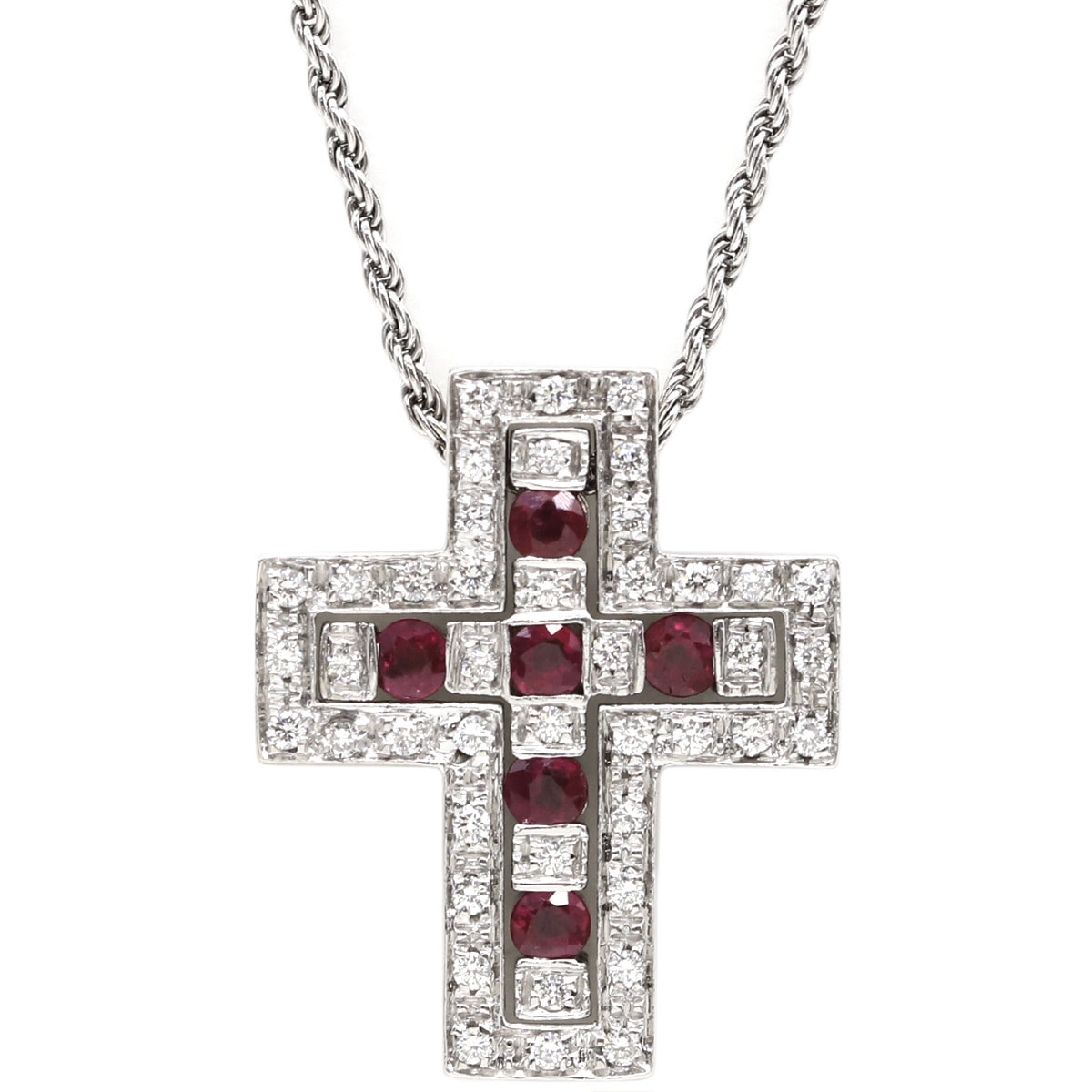 ダミアーニ DAMIANI ネックレス ベルエポック S K18WG ダイヤモンド ルビー ホワイトゴールド ペンダント 750 18金 クロス 十字架 20039534【中古】 169,950円