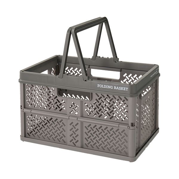 （まとめ） 天馬折りたたみバスケット L グレー 1個 [x3セット]