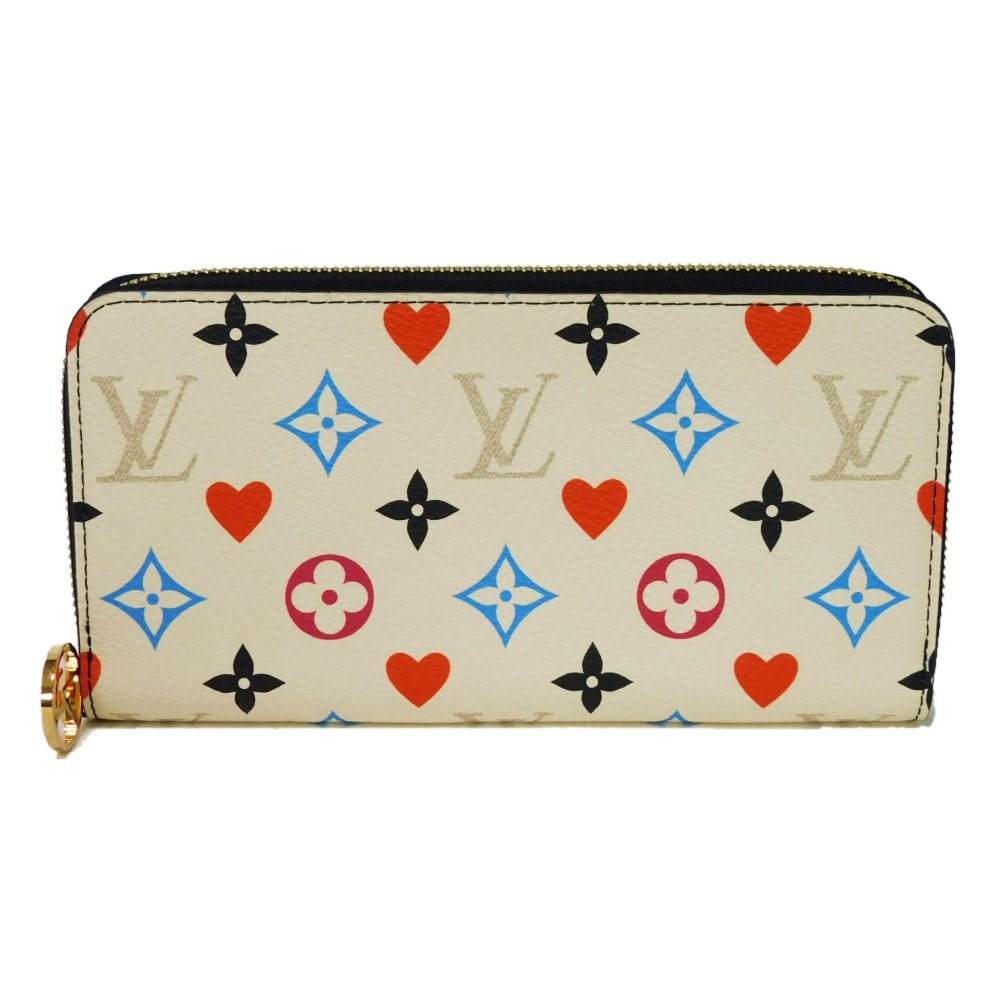 【中古】 長財布 LVサークル マルチカラー 新型 ラウンドファスナー 美品 ジッピーウォレット モノグラム ゲーム オン M57491