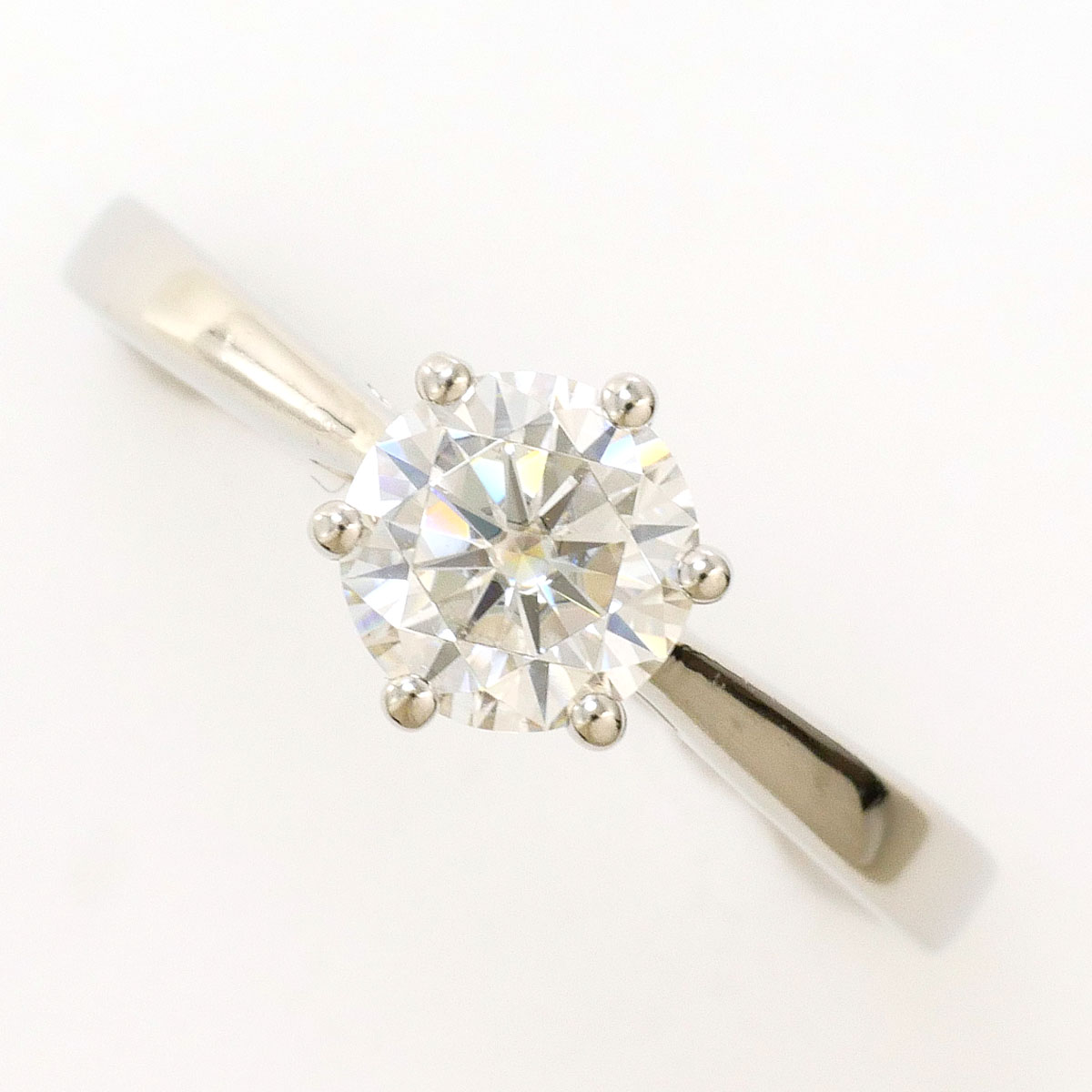 PT950 プラチナ リング・指輪 14号 合成モアサナイト 0.7ct 総重量約3.3g 中古