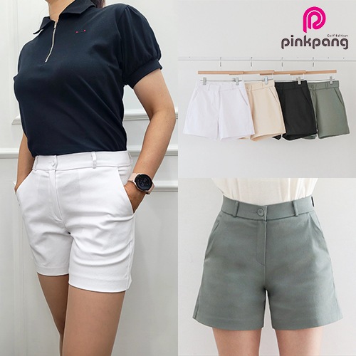 [全4色/選択可] BIGサイズ ゴム 4分丈 ハーフパンツ 韓国 ゴルフウェア PINKPANG ddmstreet