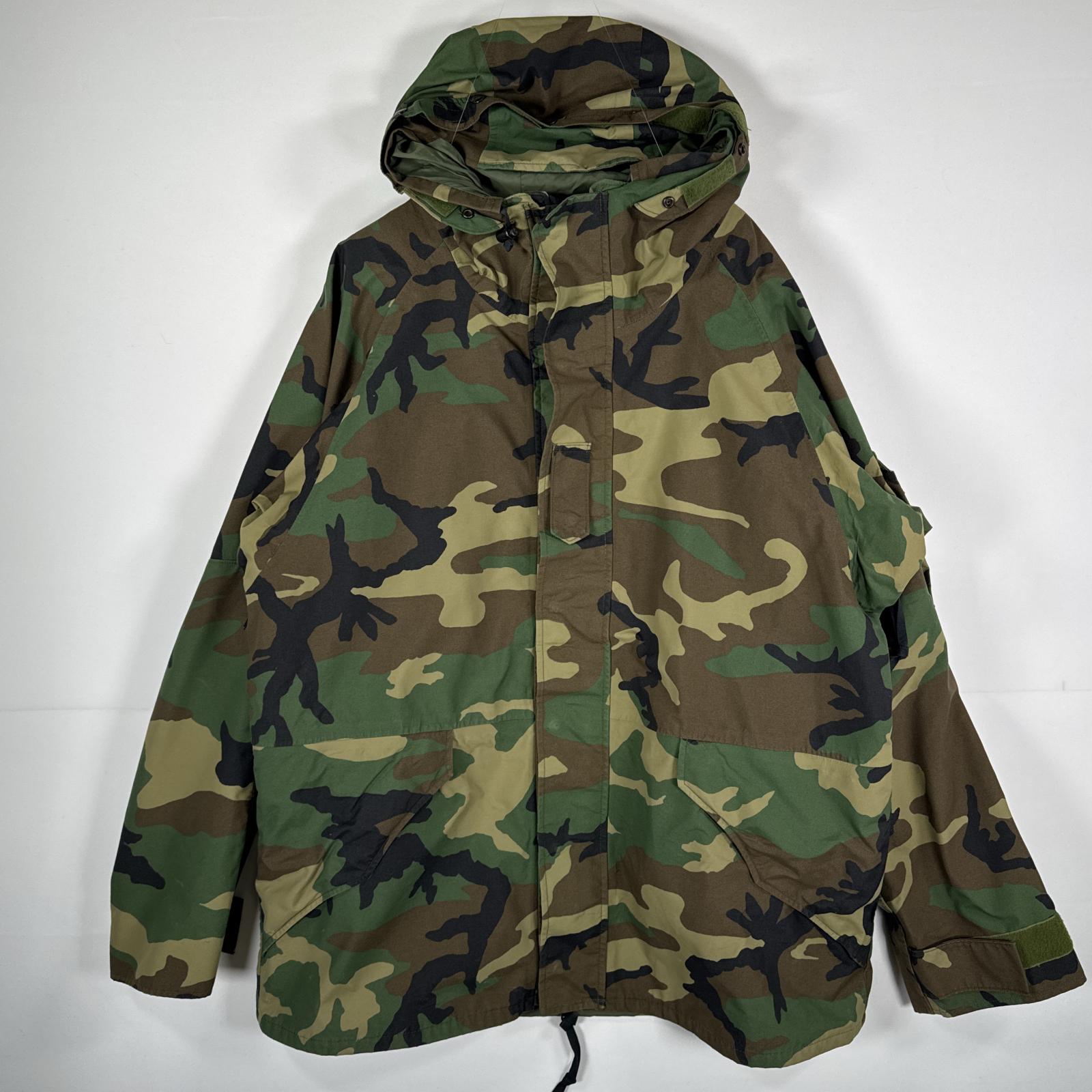 古着 ミリタリージャケット ECWCS GORE-TEX ウッドランドカモ 米軍実物 ゴアテックスパーカー カモフラ 迷彩 Xlarge long メンズ