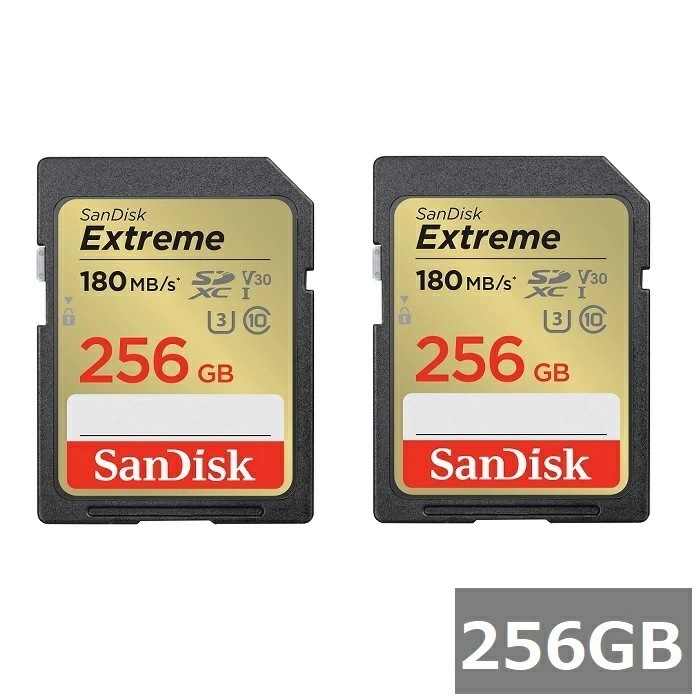 【2セット】 サンディスク SDカード SDXC SDSDXVV-256G-GNCIN Extreme 256GB Sandisk SDXCカード SD Class10 UHS-I カメラ デ