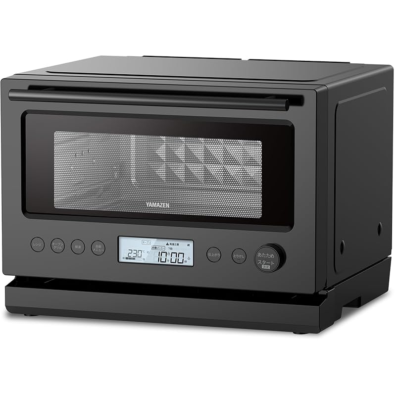 【即納】[山善] 加熱水蒸気 オーブンレンジ スチーム調理 22L フラットテーブル トースト機能 自動メニュー32種 簡単お手入れ ブラック YRT-F221ESV(B)
