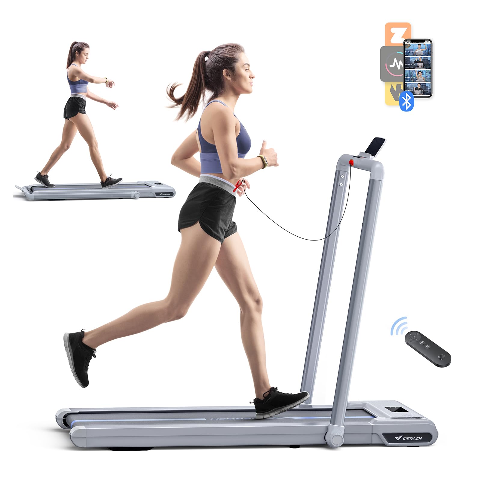 MERACH (メリック) ルームランナー ウォーキングマシン ランニングマシン アプリ連動 広幅走行面 折りたたみ 薄型 静音 省スペース 自宅用 オフィス用 家庭用 組立簡単 高齢者 男女兼用 ト