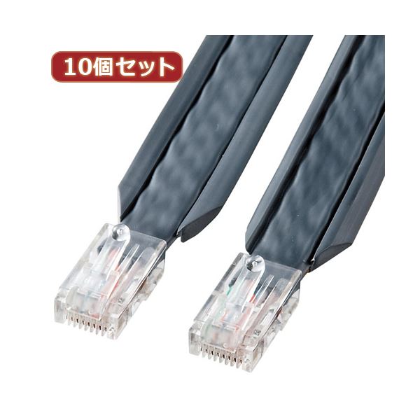 10個セット サンワサプライ アンダーカーペットLANケーブル（グレー・5m） KB-CP5-05X10 18,136円