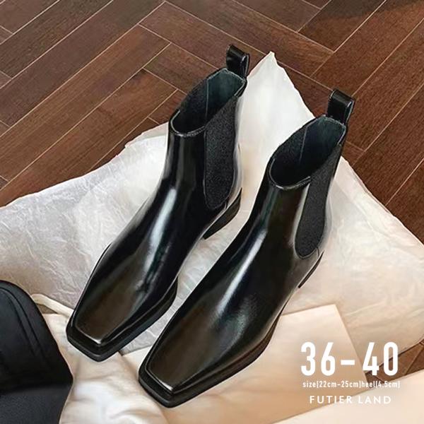 サイドゴア ブーツ ロング レディース 秋 冬 ヒール きれいめ カジュアル 高見え 韓国コーデ 韓国ファッション / スクエアトゥサイドゴアショートブーツ 6,713円